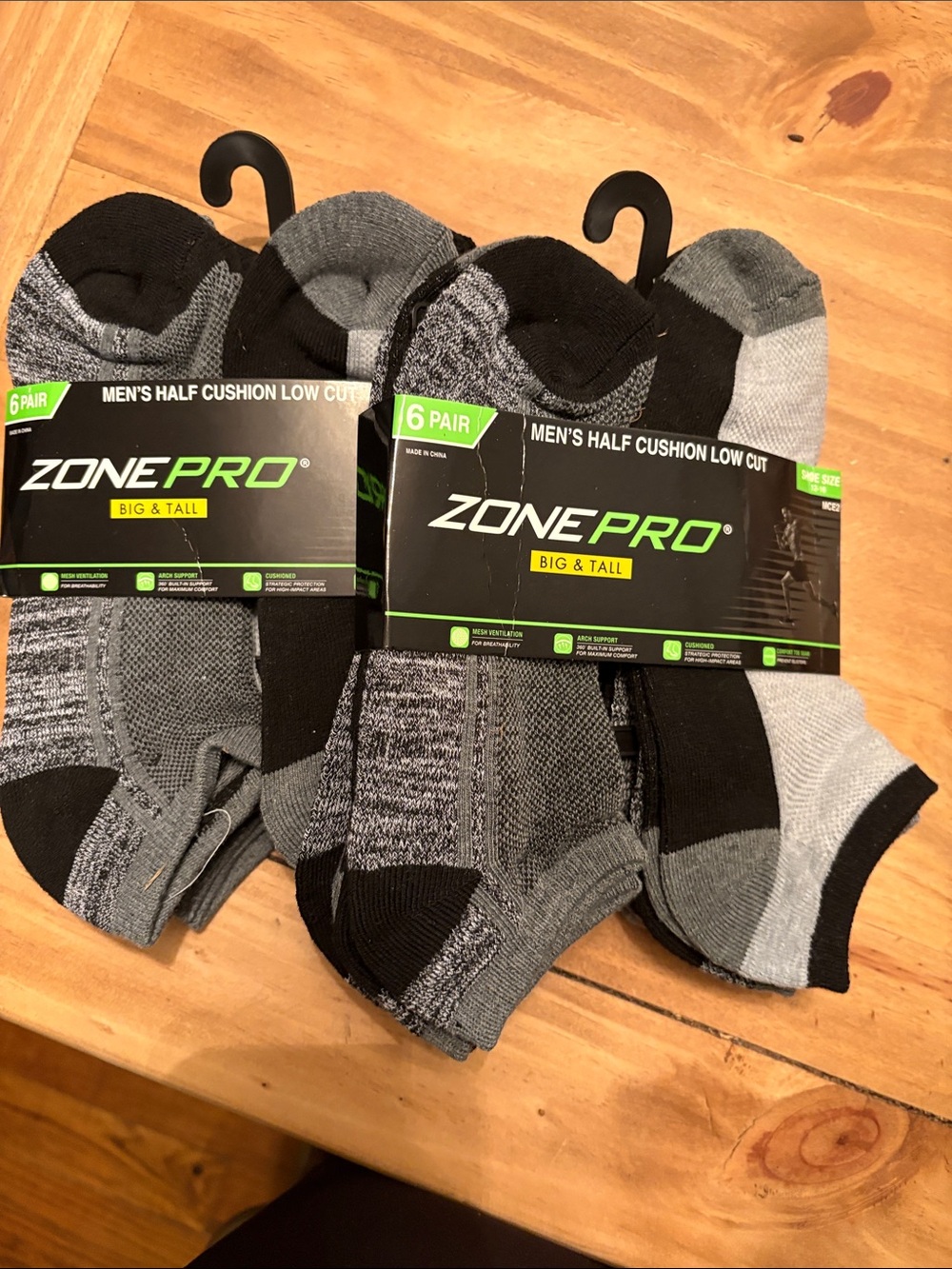 Zone Pro Men's Low Cut Athletic Socks in Black and Gray - 12 pack